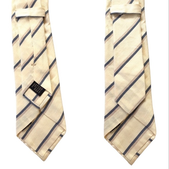 NWOT BANANA REPUBLIC Heritage Striped Silk-Linen Blend Men’s Tie, Yellow - Picture 4 of 8